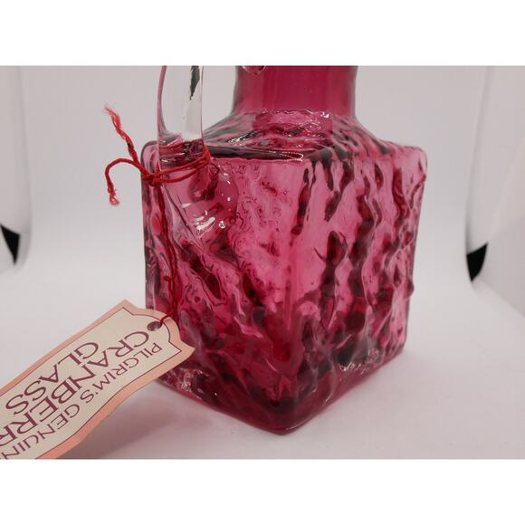 Vintage Hand Blown Pilgrim Crinkle Glass Cranberry Small Pitcher - Picture 13 of 16